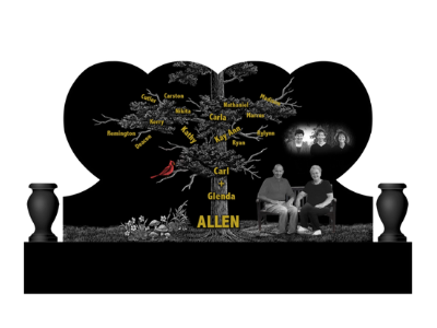 family tree double vase monument